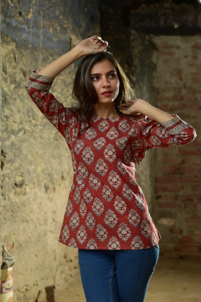 Cotton Block Print Top/Kurti