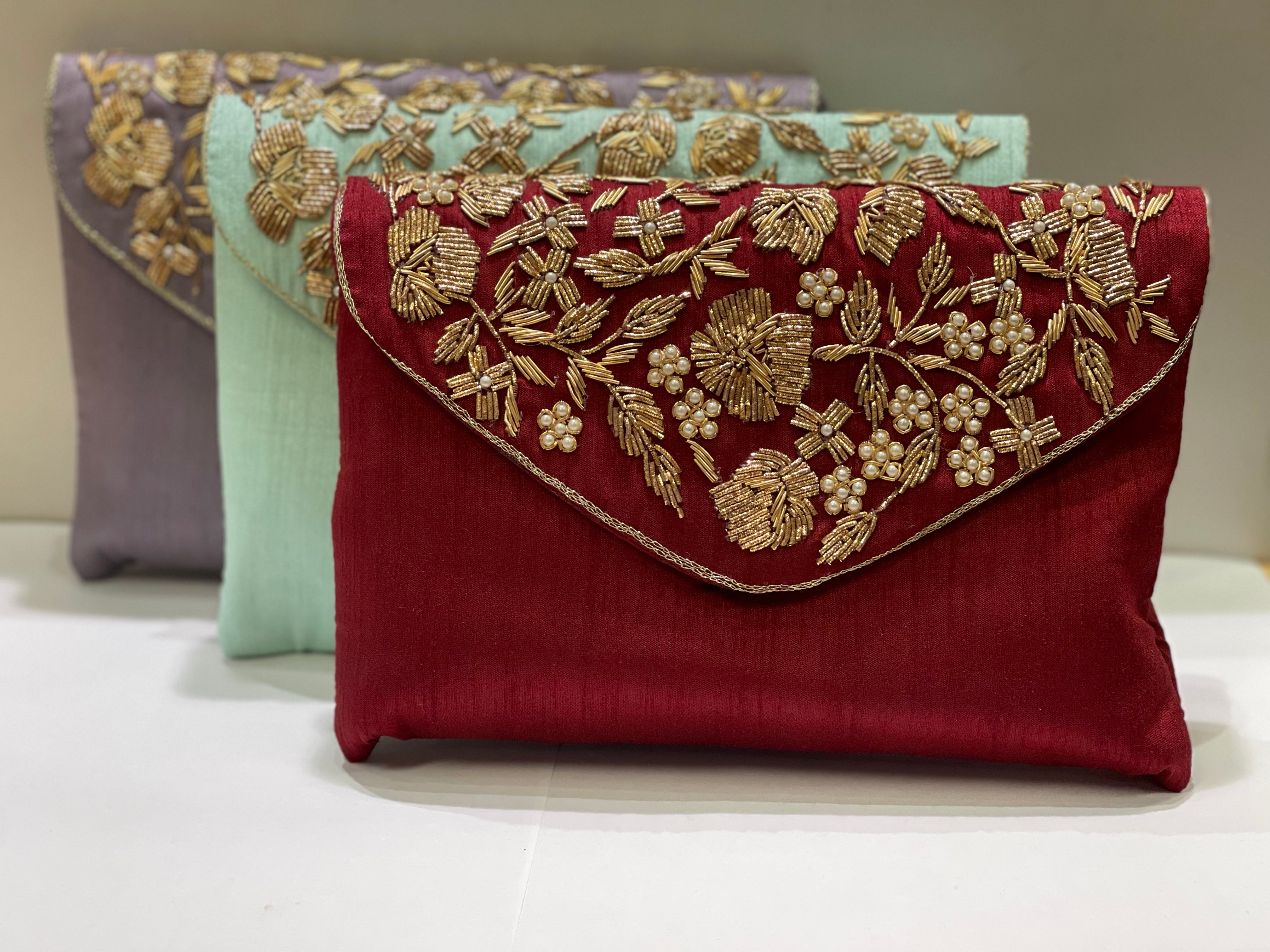 Silk Embroidered Clutch