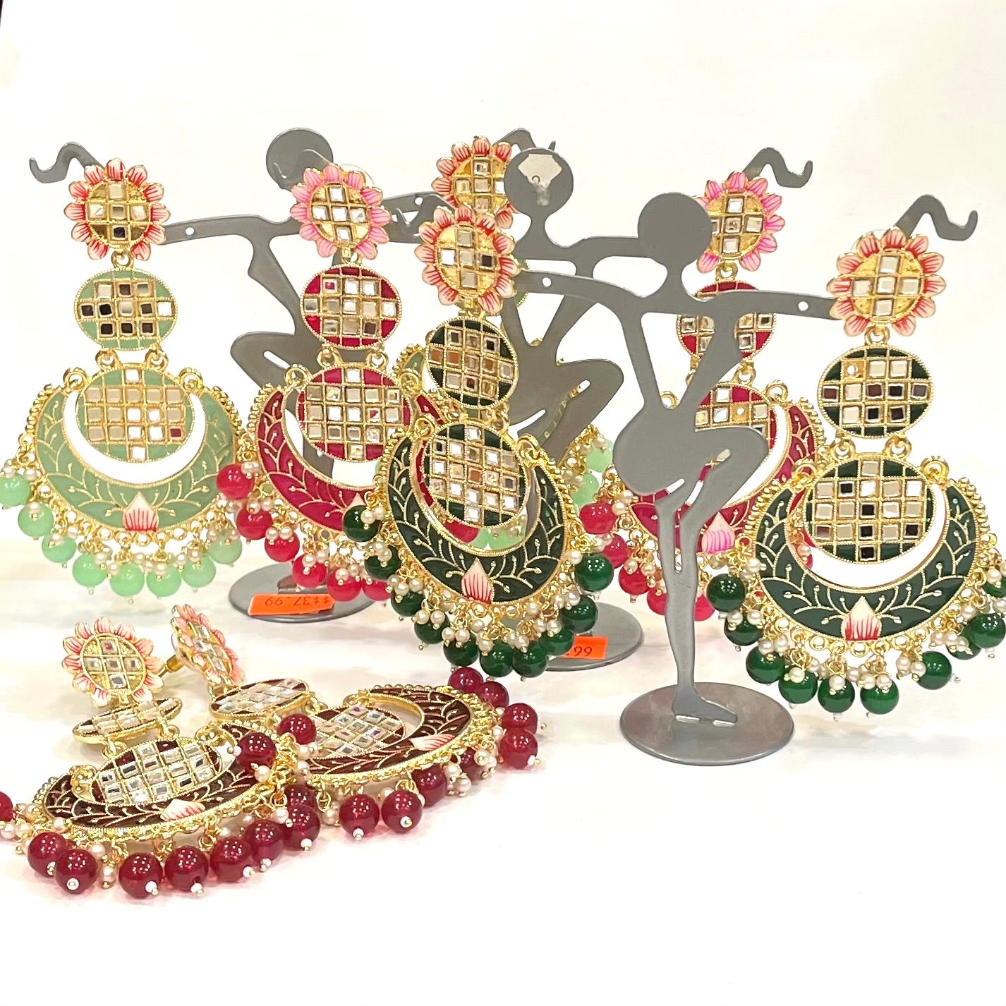 Big Hand-Painted Kundan Earring