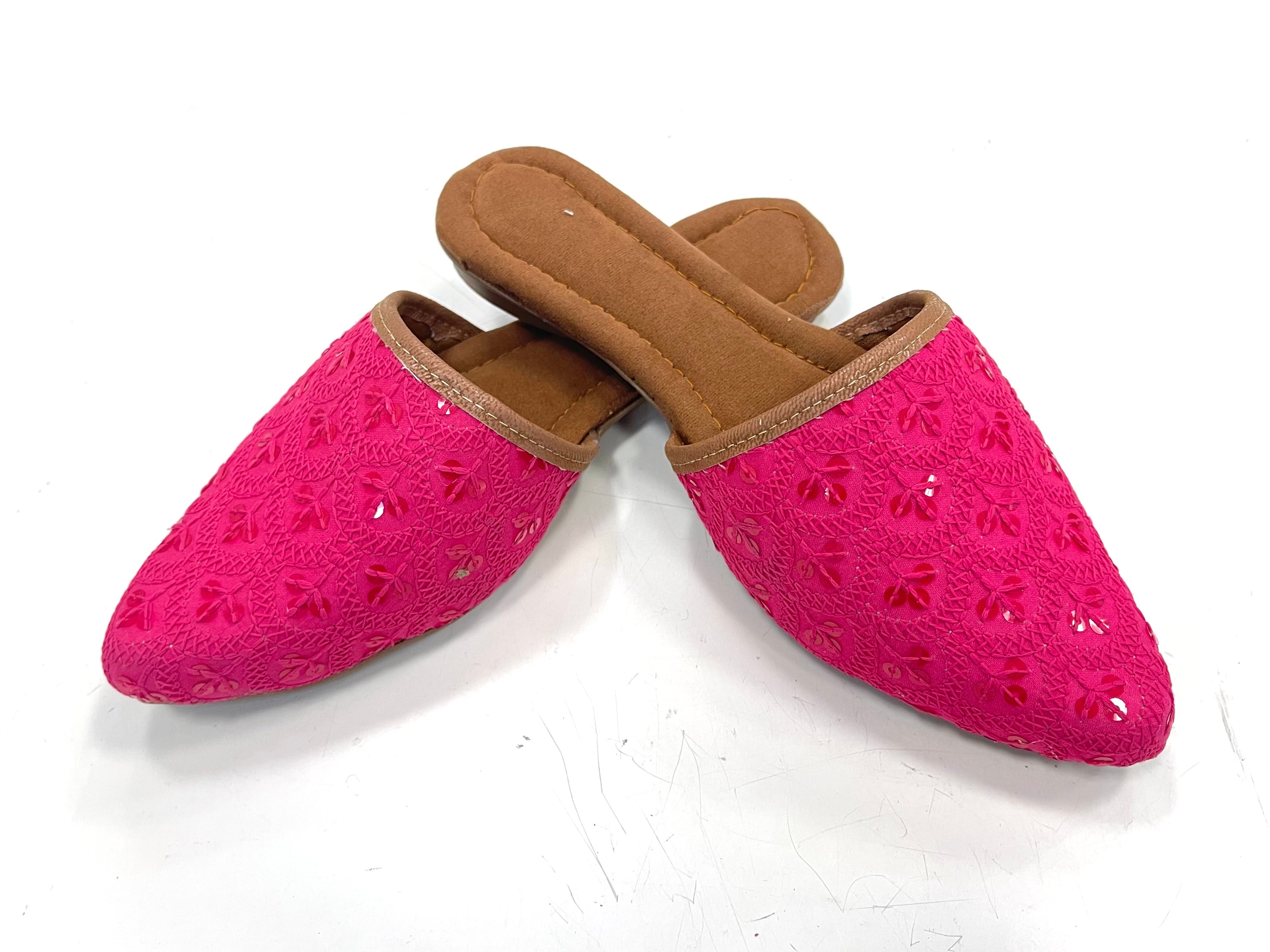 Indian Ethnic Shoes, Women Mojaris, Back open Flat shoes