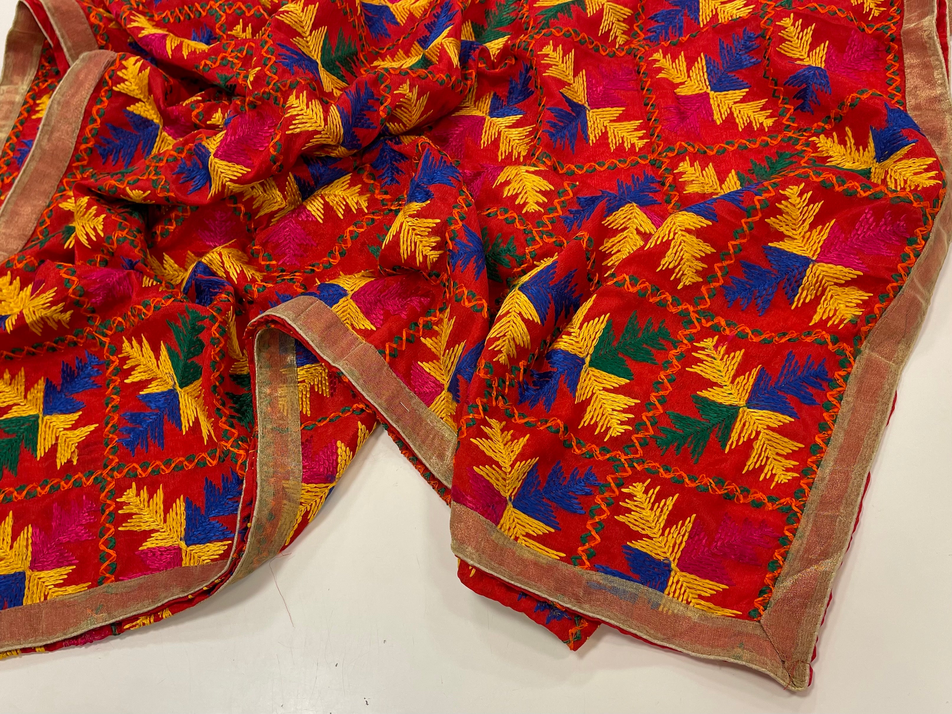 Phulkari Multibagh multicolored Embroided Dupatta for women