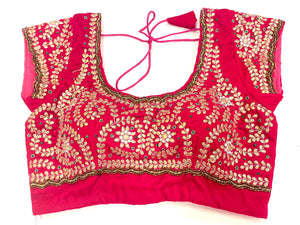 Velevet Gottapati Designer Handmade Blouse - Pink