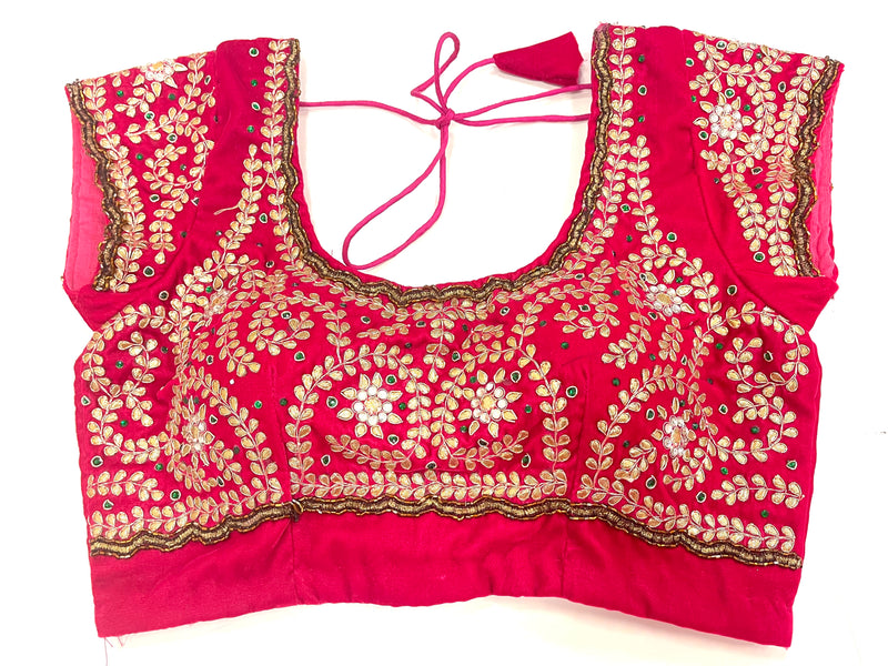 Velevet Gottapati Designer Handmade Blouse - Pink – Sarang