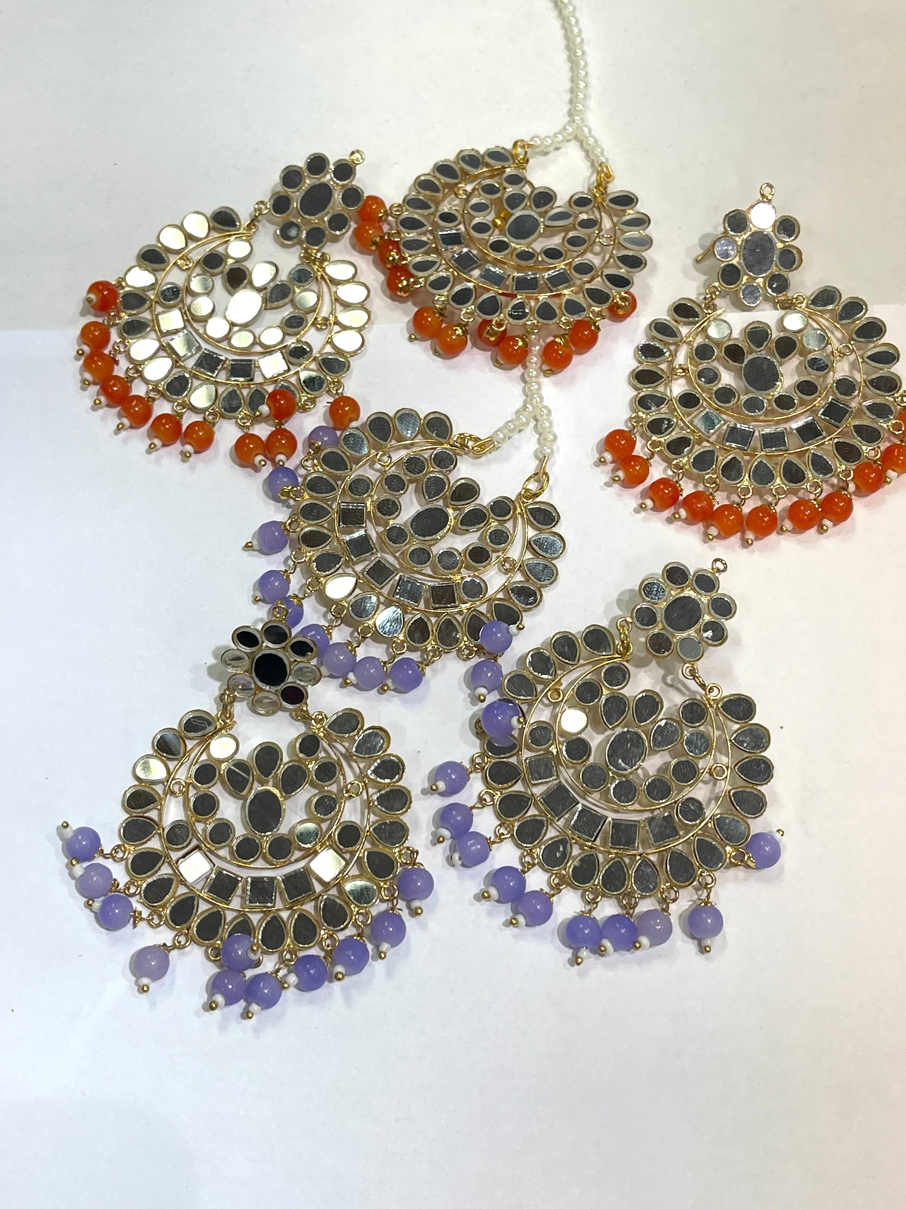 Sheesha Kundan Earring and Tikka Sets