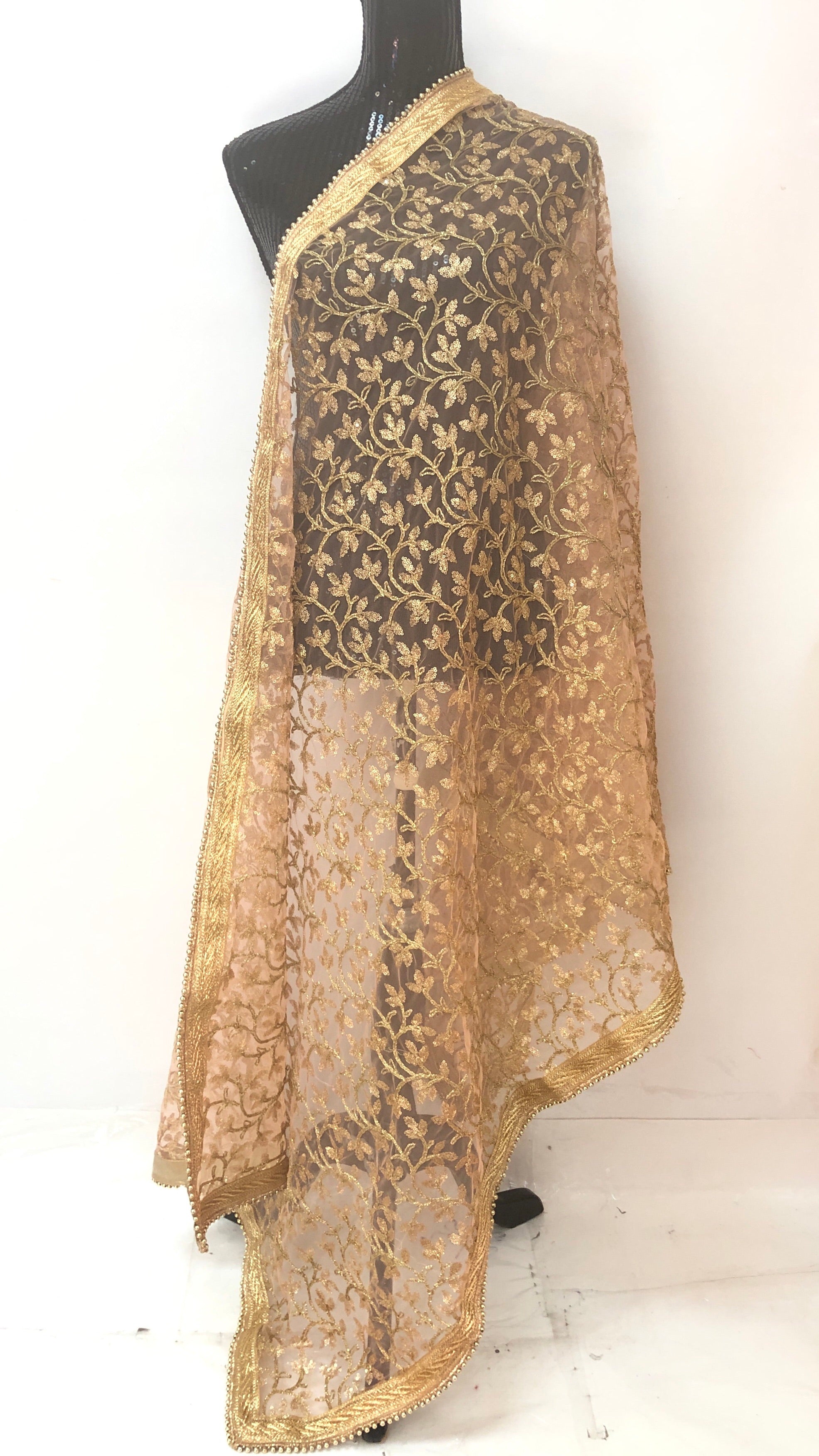 FULL ZARI WORK DUPATTA- LIGHT PINK