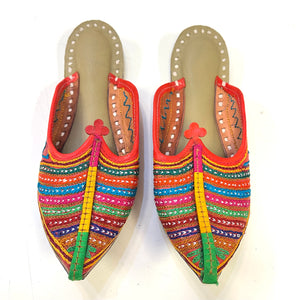 Indian Ethnic Shoes, Women Mojaris, Back open Flat shoes
