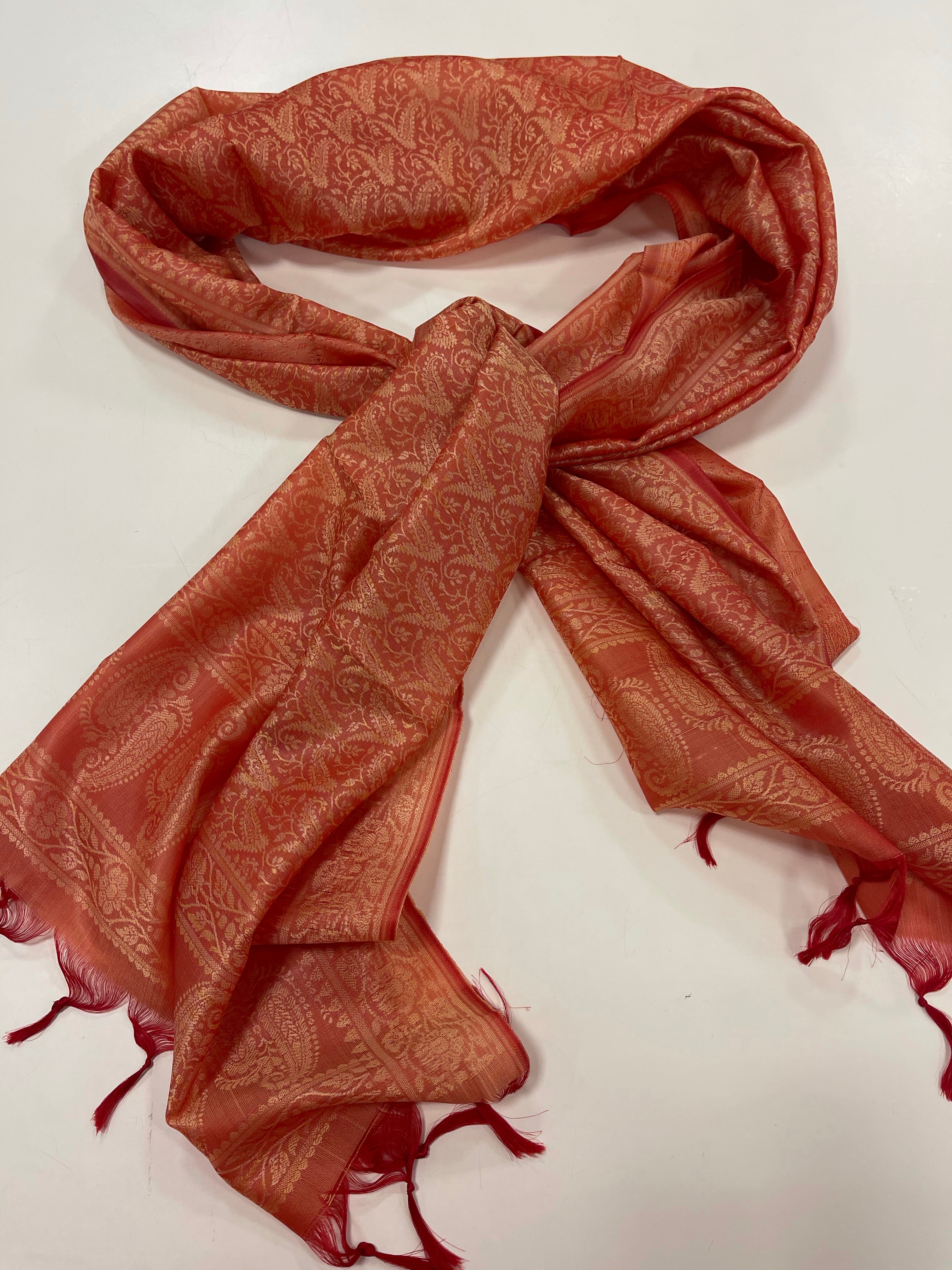 Orange Pure Silk Scarf