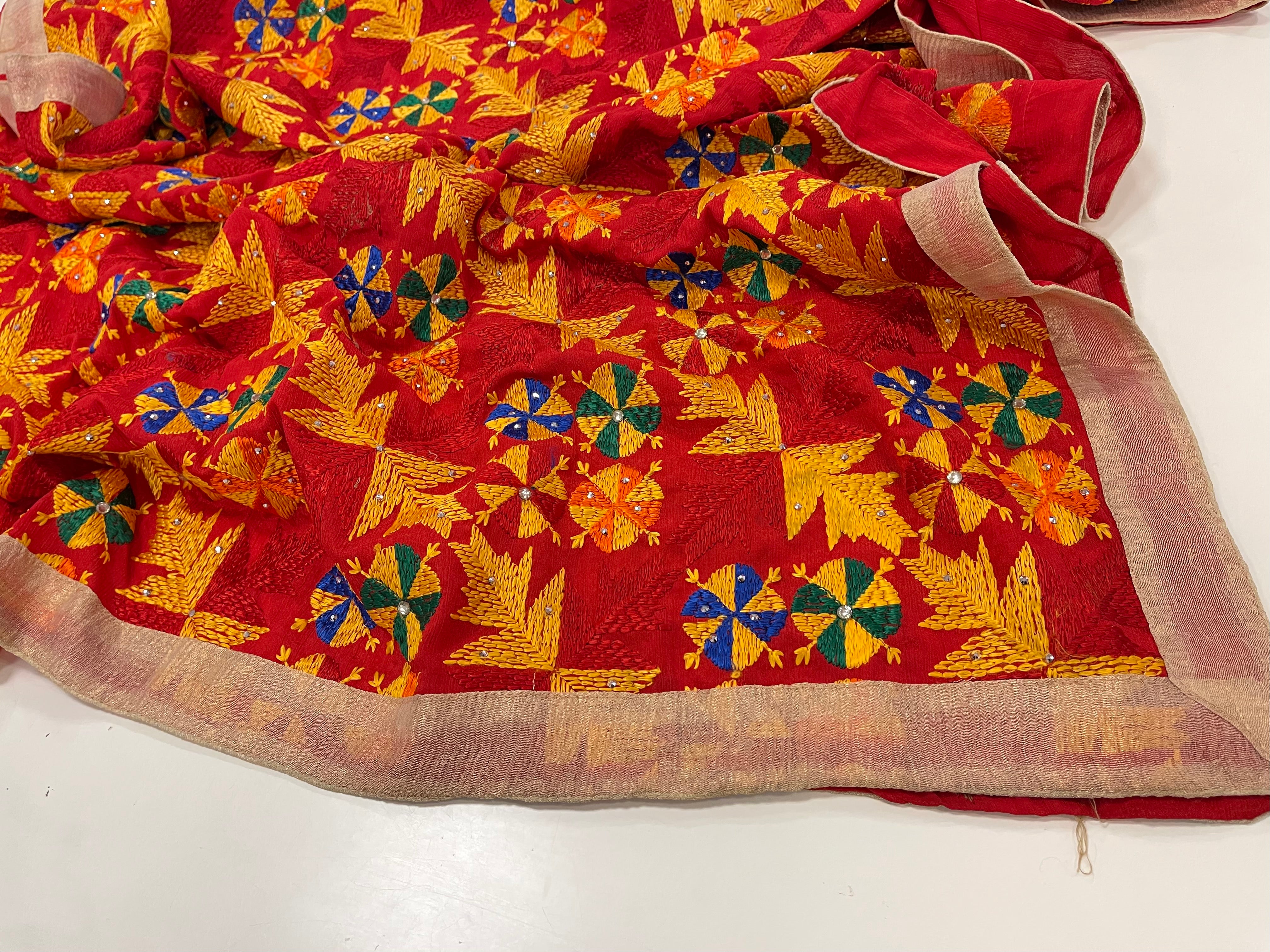 Phulkari Multibagh multicolored Embroided Dupatta for women