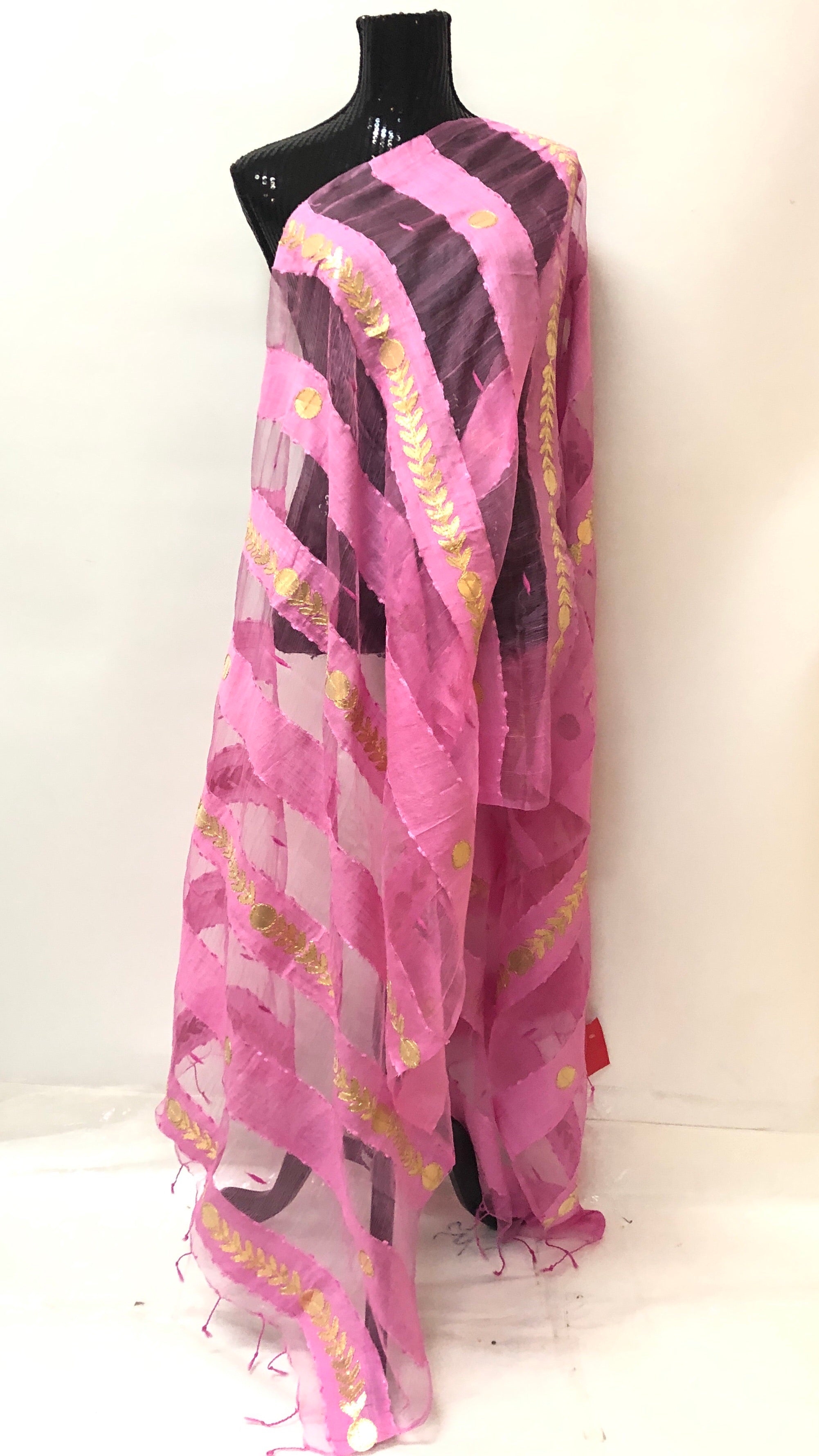 Chanderi Silk Dupatta- Pink