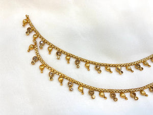 Gold Tone /Plated Anklet / Payal With White Stone and pearl