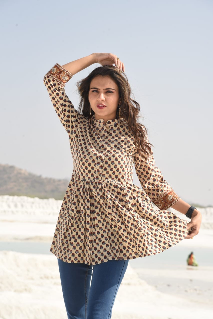 Cotton Block Print Top/Kurti