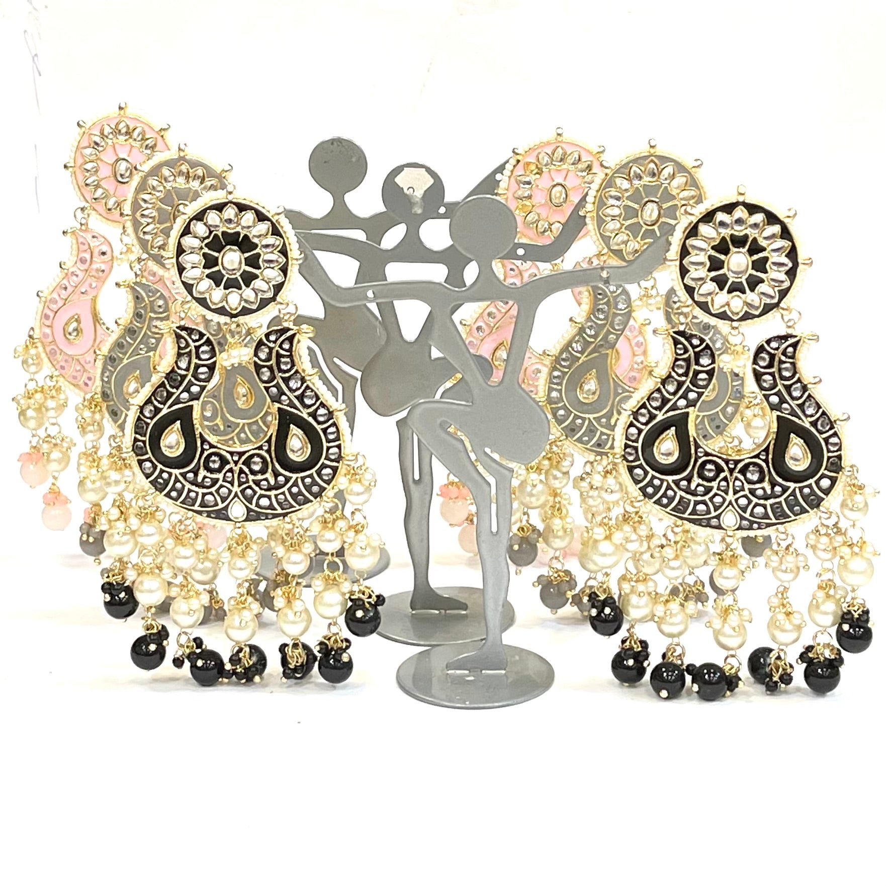 Big Hand-Painted Chandbali  Earring