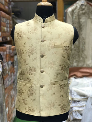 Men's Indian Modi style waistcoat (Blue & Gold)