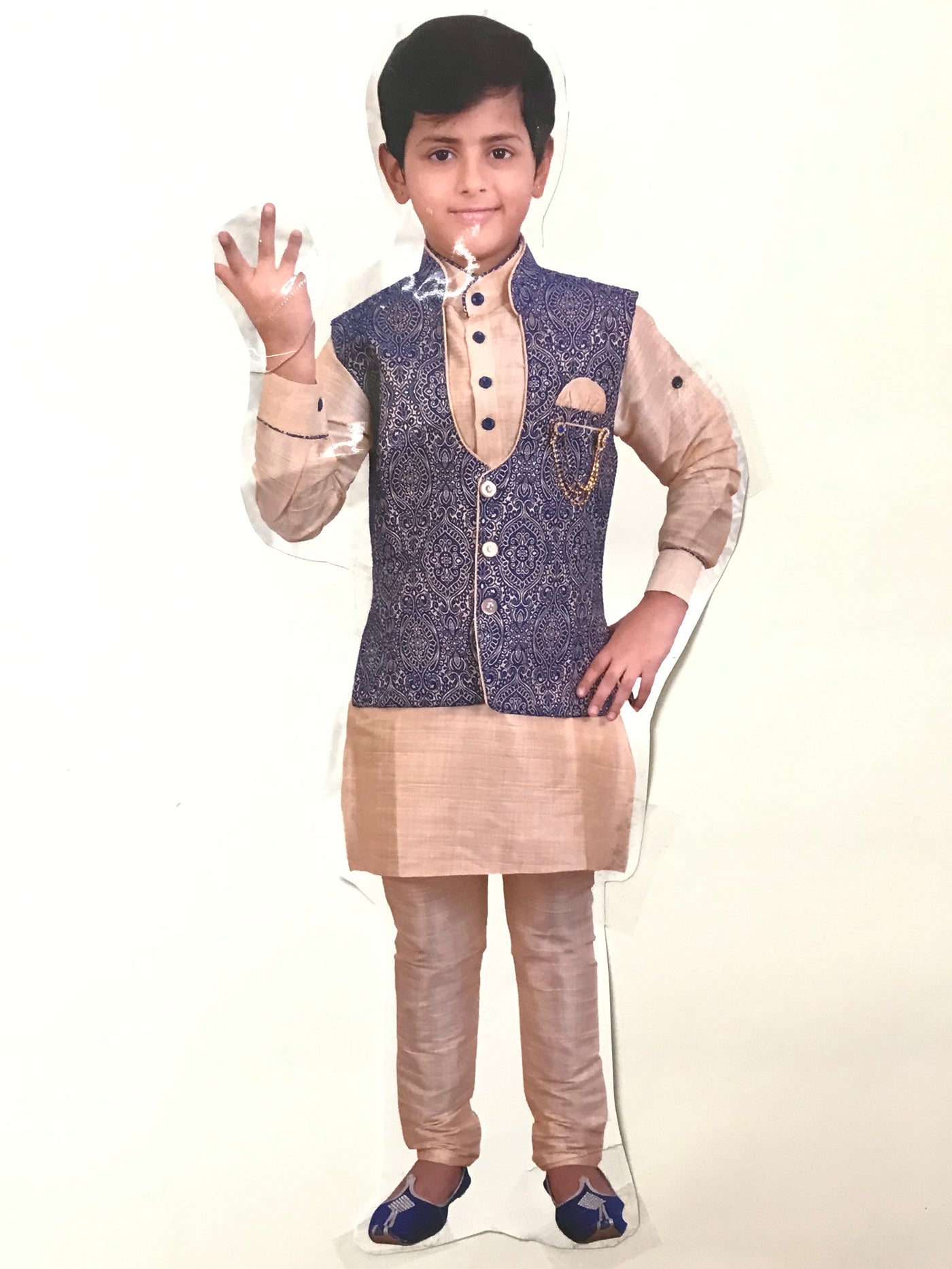 Kurta waistcoat and pyjama on sale set